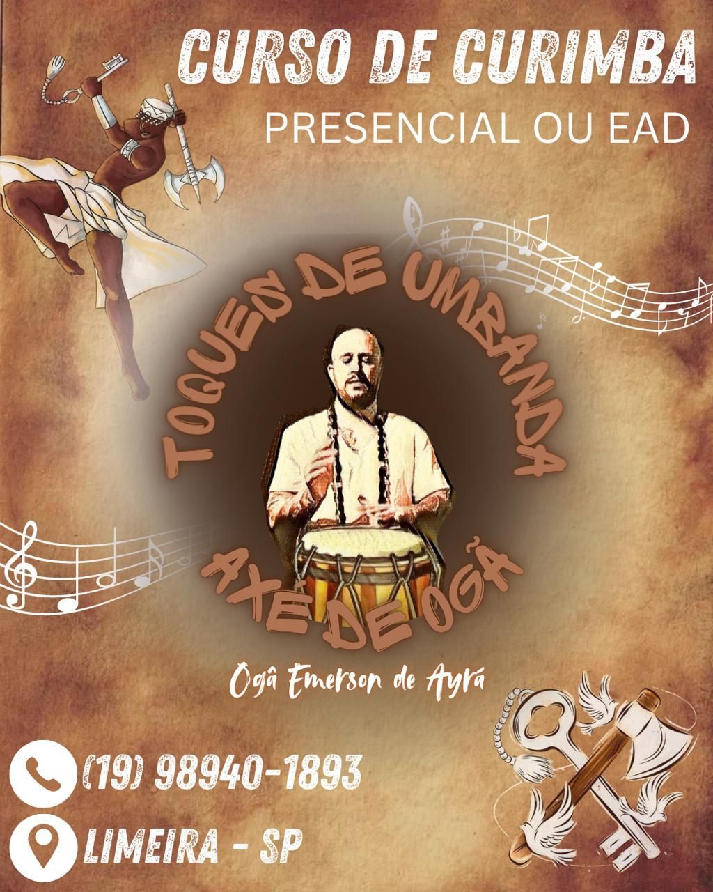 Curso de atabaque online e presencial